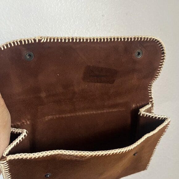 Unbranded Brown Faux Horse Hair Snap Closure Clutch - Picture 9 of 10